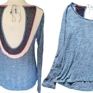 Beautiful Blue Boho Open Back Top